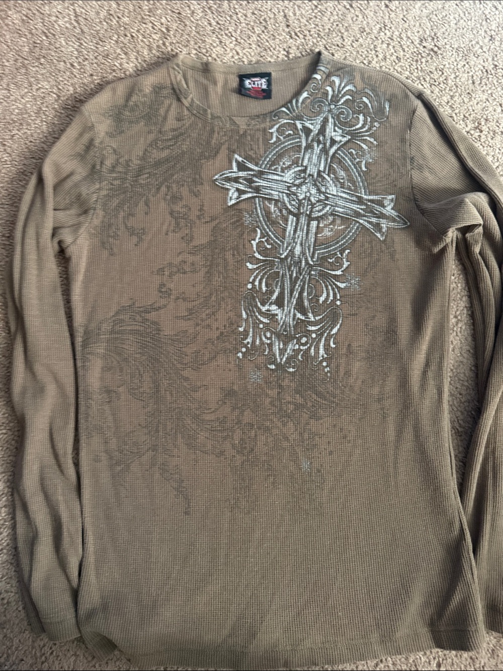 Men's Long Sleeve Graphic Thermal Shirt - Brown by